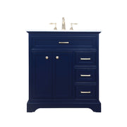 Elegant Kitchen/Bath Americana 32" Single Bathroom Vanity, Blue - VF15032BL