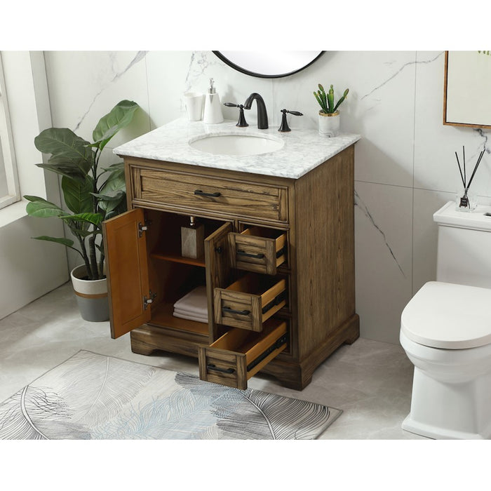 Elegant Kitchen/Bath Americana 32" Single Bathroom Vanity, Driftwood