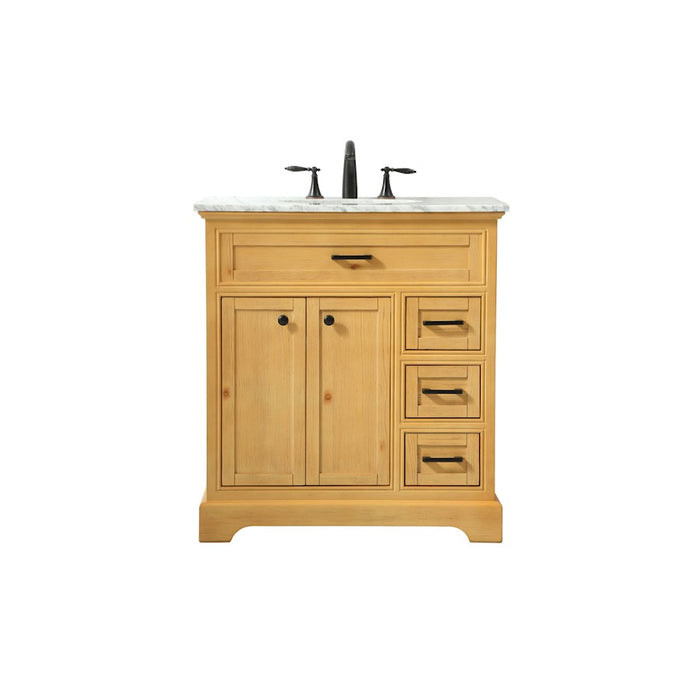 Elegant Americana 32" Single Bathroom Vanity, Natural Wood - VF15032NW