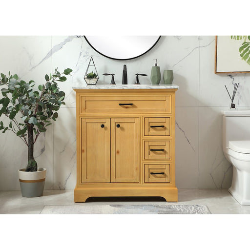 Elegant Americana 32" Single Bathroom Vanity, Natural Wood
