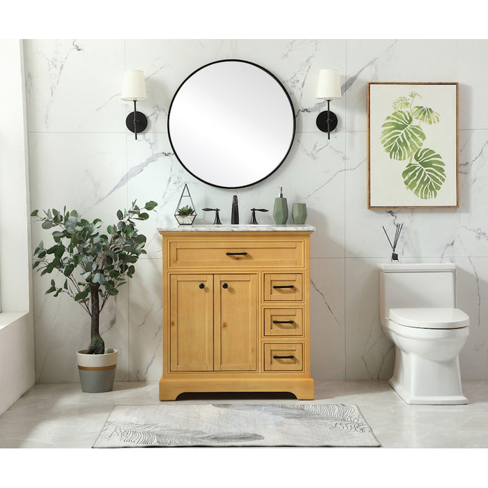 Elegant Americana 32" Single Bathroom Vanity, Natural Wood