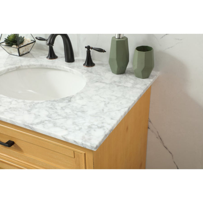 Elegant Americana 32" Single Bathroom Vanity, Natural Wood