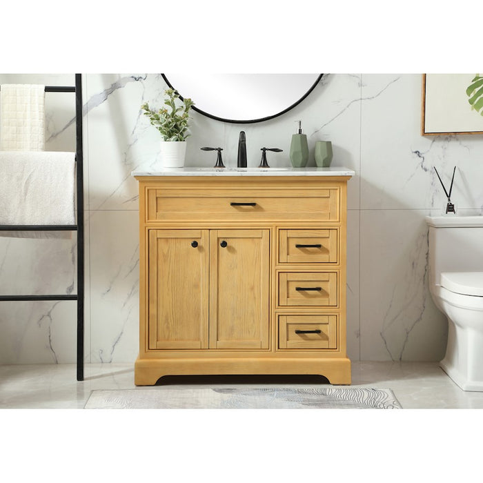 Elegant Americana 36" Single Bathroom Vanity, Natural Wood