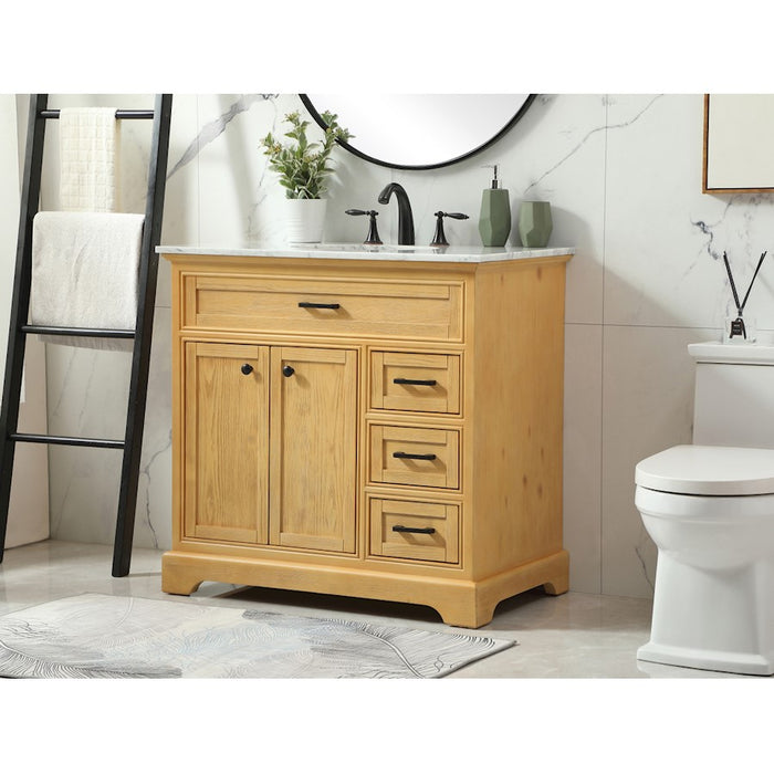 Elegant Americana 36" Single Bathroom Vanity, Natural Wood