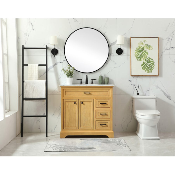 Elegant Americana 36" Single Bathroom Vanity, Natural Wood