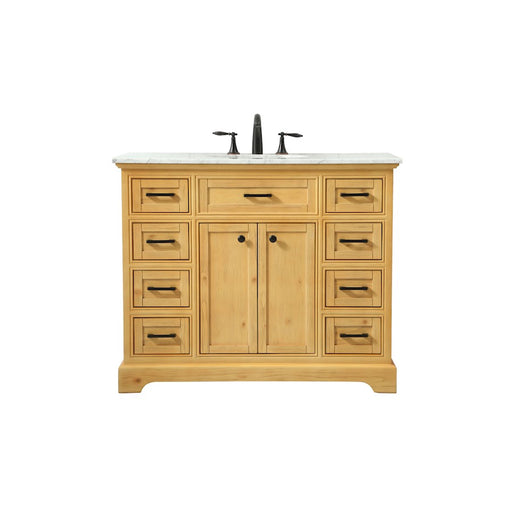 Elegant Americana 42" Single Bathroom Vanity, Natural Wood - VF15042NW