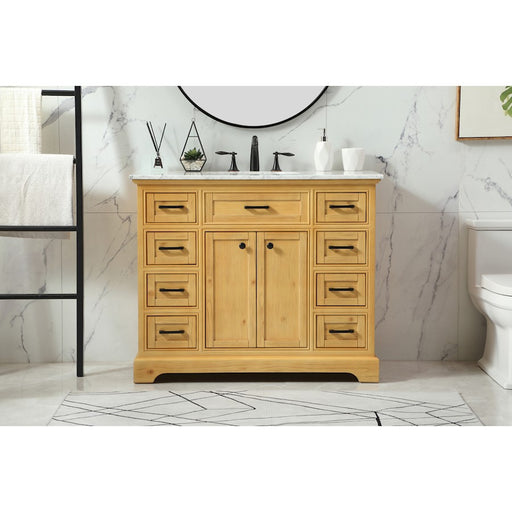 Elegant Americana 42" Single Bathroom Vanity, Natural Wood