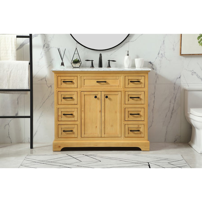 Elegant Americana 42" Single Bathroom Vanity, Natural Wood