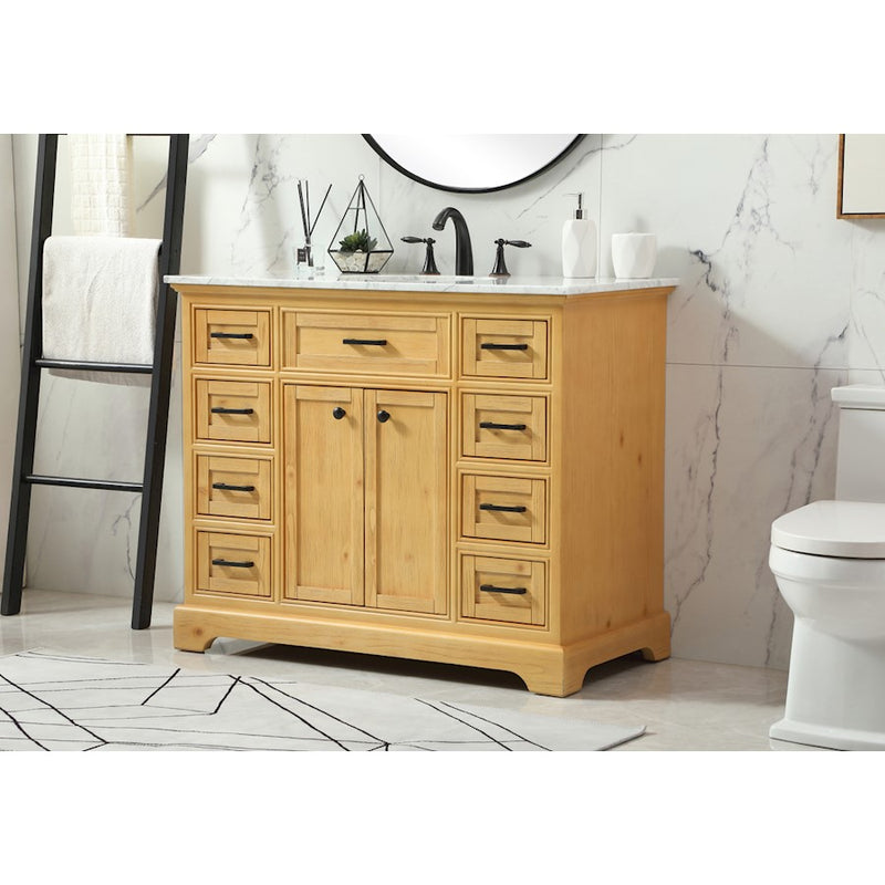 Elegant Americana 42" Single Bathroom Vanity, Natural Wood