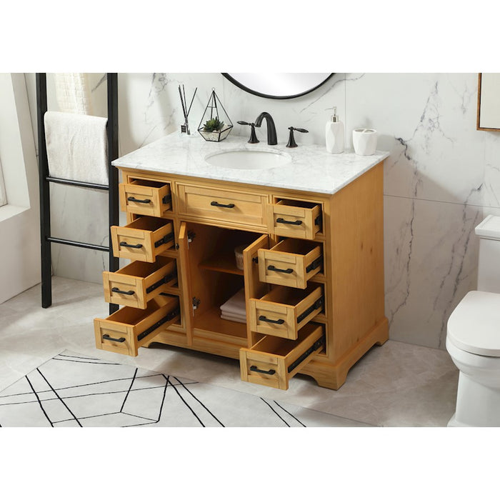 Elegant Americana 42" Single Bathroom Vanity, Natural Wood