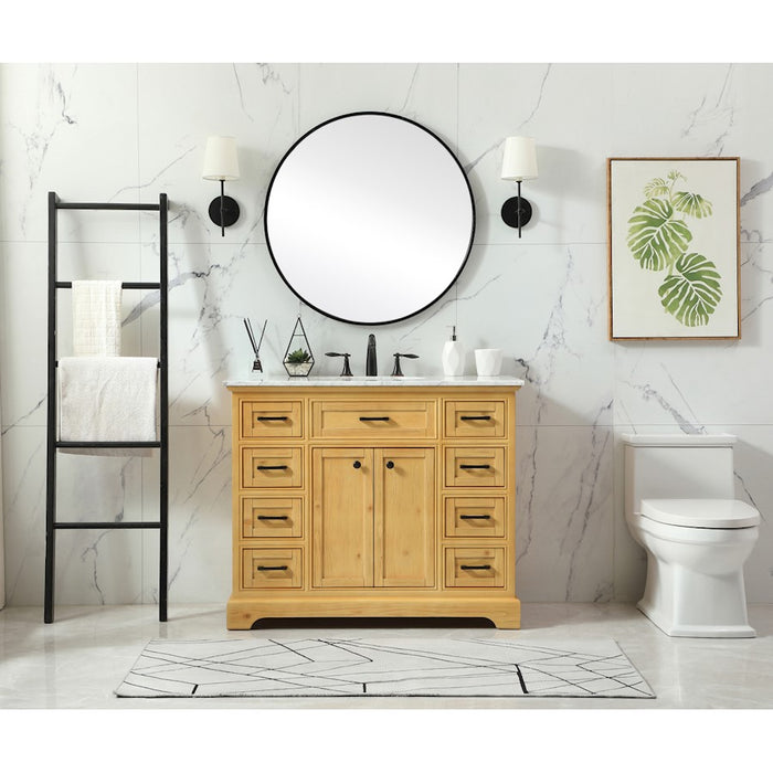 Elegant Americana 42" Single Bathroom Vanity, Natural Wood