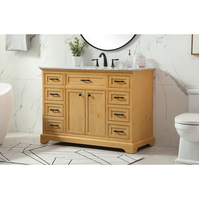 Elegant Americana 48" Single Bathroom Vanity, Natural Wood