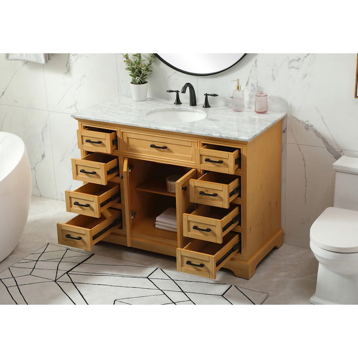 Elegant Americana 48" Single Bathroom Vanity, Natural Wood