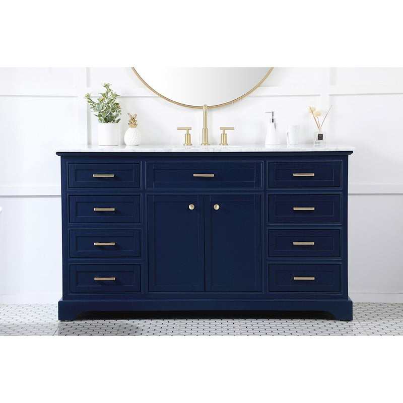 Elegant Kitchen/Bath Americana 60" Single Bathroom Vanity, Blue