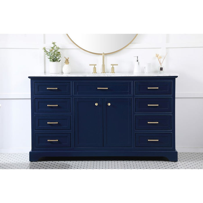 Elegant Kitchen/Bath Americana 60" Single Bathroom Vanity, Blue