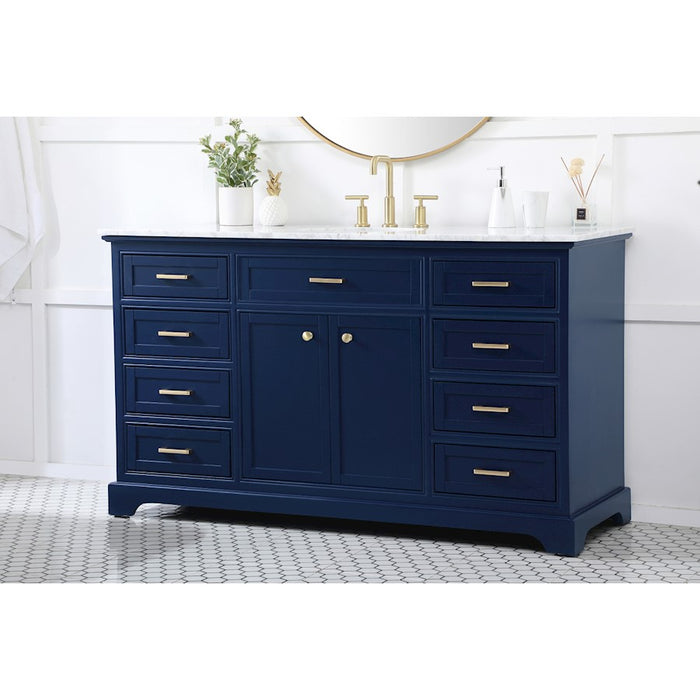 Elegant Kitchen/Bath Americana 60" Single Bathroom Vanity, Blue