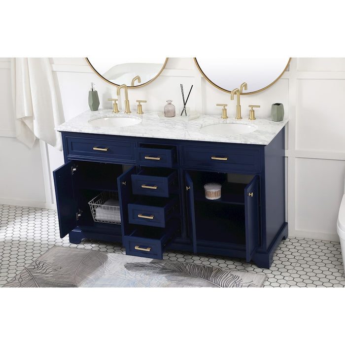 Elegant Kitchen/Bath Americana 60" Double Bathroom Vanity, Blue