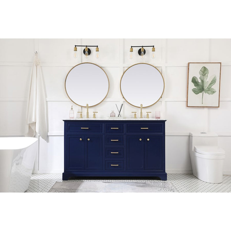 Elegant Kitchen/Bath Americana 60" Double Bathroom Vanity, Blue