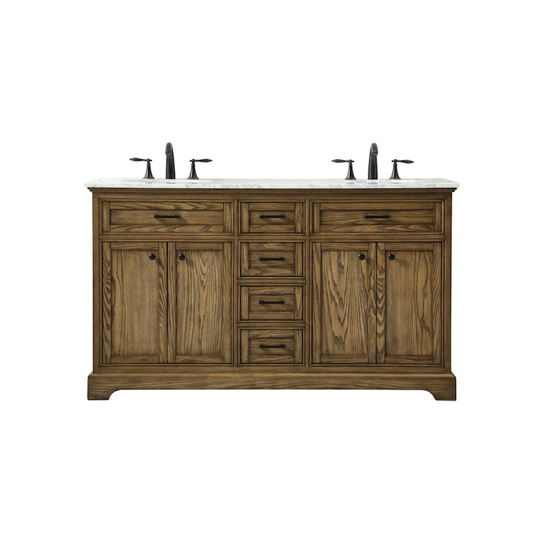 Elegant Americana 60" Double Bathroom Vanity, Driftwood - VF15060DDW