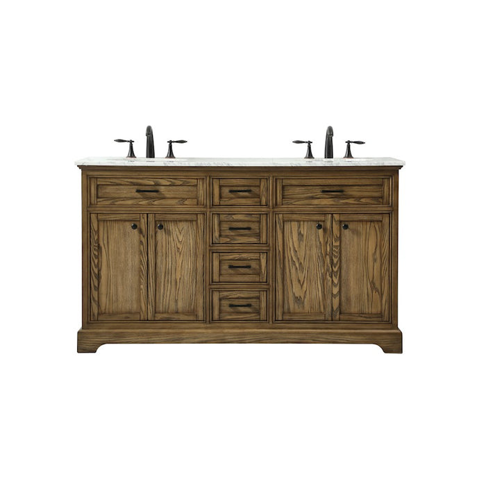 Elegant Americana 60" Double Bathroom Vanity, Driftwood - VF15060DDW