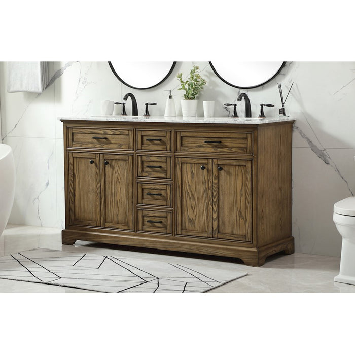 Elegant Americana 60" Double Bathroom Vanity, Driftwood