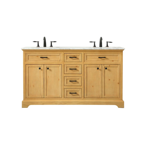 Elegant Americana 60" Double Bathroom Vanity, Natural Wood - VF15060DNW