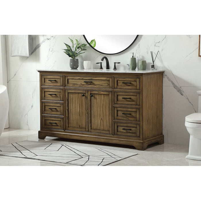 Elegant Kitchen/Bath Americana 60" Single Bathroom Vanity, Driftwood