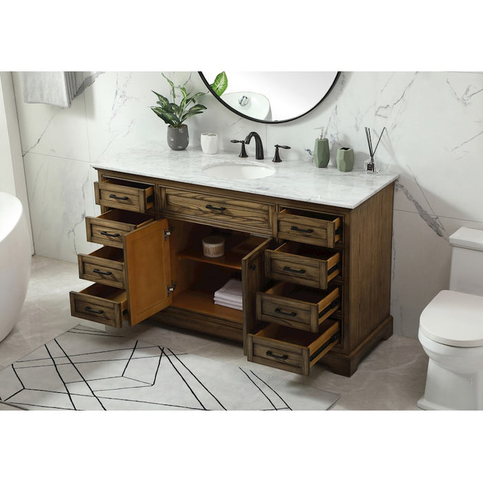 Elegant Kitchen/Bath Americana 60" Single Bathroom Vanity, Driftwood