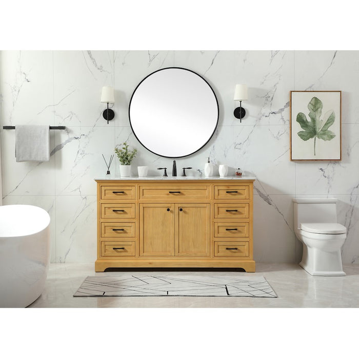 Elegant Americana 60" Single Bathroom Vanity, Natural Wood