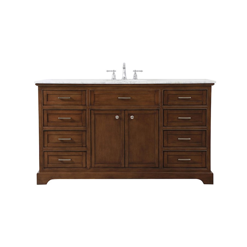 Elegant Kitchen/Bath Americana 60" Single Bathroom Vanity, Teak - VF15060TK