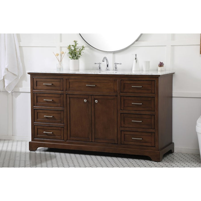 Elegant Kitchen/Bath Americana 60" Single Bathroom Vanity, Teak