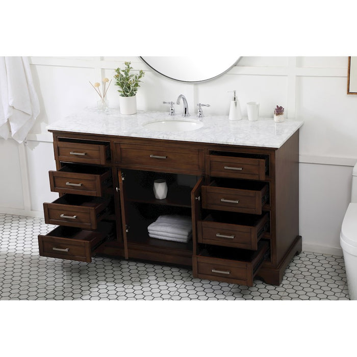Elegant Kitchen/Bath Americana 60" Single Bathroom Vanity, Teak