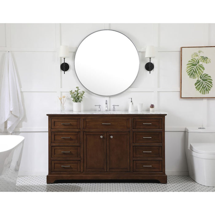 Elegant Kitchen/Bath Americana 60" Single Bathroom Vanity, Teak