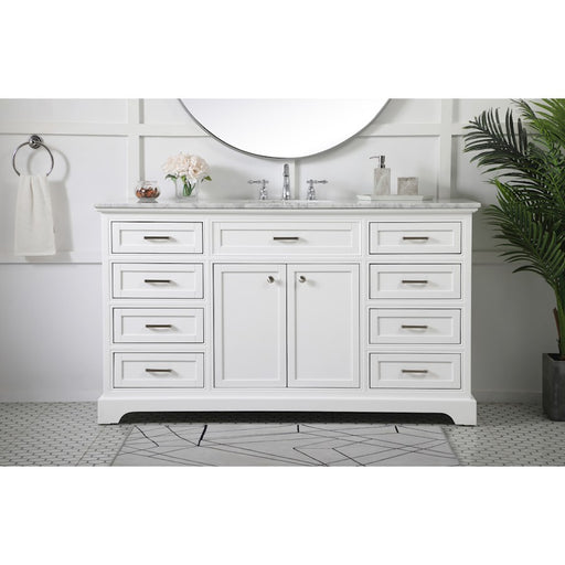 Elegant Kitchen/Bath Americana 60" Single Bathroom Vanity, White