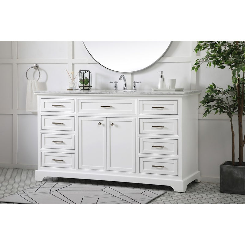 Elegant Kitchen/Bath Americana 60" Single Bathroom Vanity, White