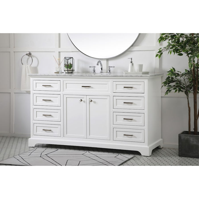 Elegant Kitchen/Bath Americana 60" Single Bathroom Vanity, White