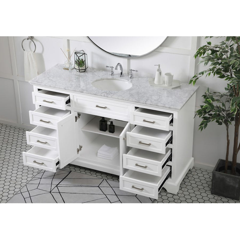 Elegant Kitchen/Bath Americana 60" Single Bathroom Vanity, White
