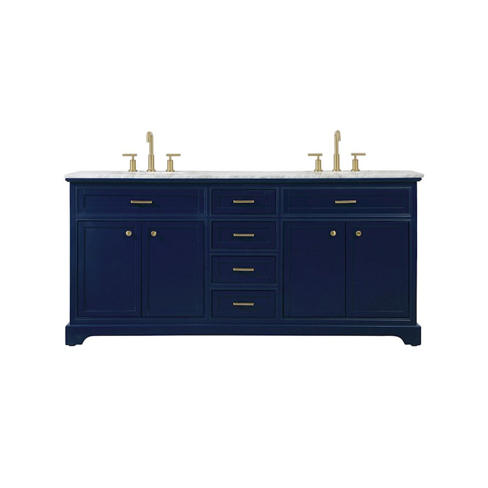 Elegant Kitchen/Bath Americana 72" Double Bathroom Vanity, Blue - VF15072DBL