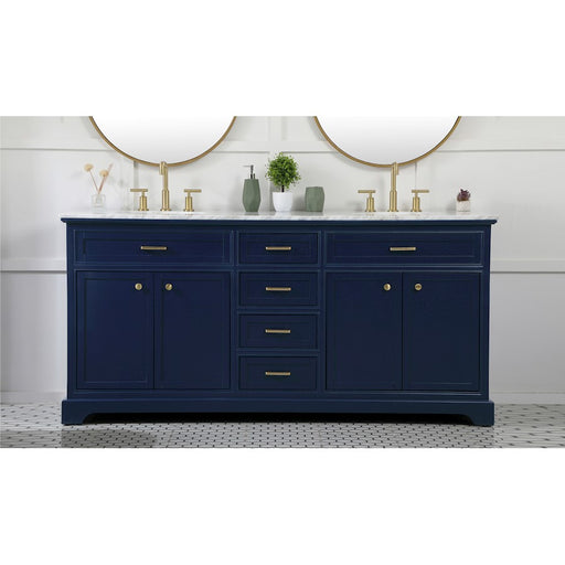 Elegant Kitchen/Bath Americana 72" Double Bathroom Vanity, Blue