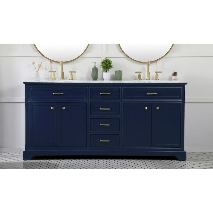 Elegant Kitchen/Bath Americana 72" Double Bathroom Vanity, Blue