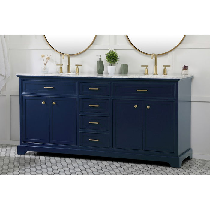 Elegant Kitchen/Bath Americana 72" Double Bathroom Vanity, Blue