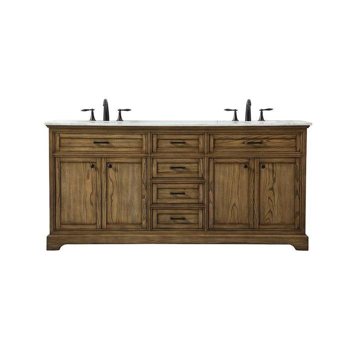 Elegant Americana 72" Double Bathroom Vanity, Driftwood - VF15072DDW