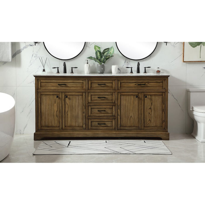 Elegant Americana 72" Double Bathroom Vanity, Driftwood