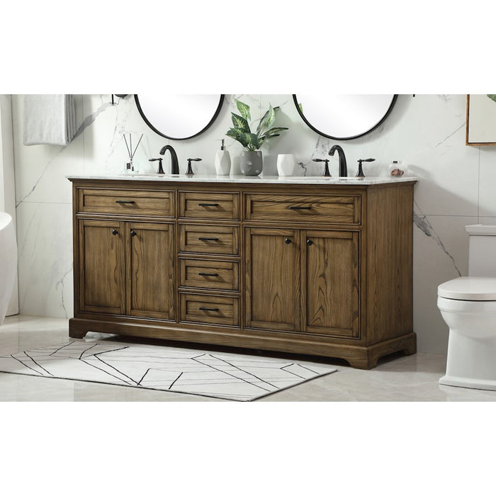 Elegant Americana 72" Double Bathroom Vanity, Driftwood