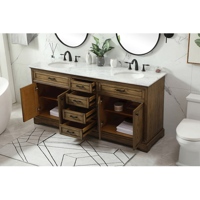 Elegant Americana 72" Double Bathroom Vanity, Driftwood