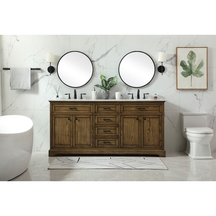 Elegant Americana 72" Double Bathroom Vanity, Driftwood