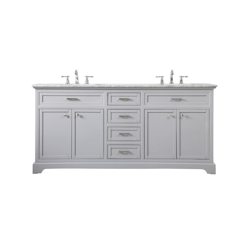 Elegant Kitchen/Bath Americana 72" Double Bathroom Vanity, Grey - VF15072DGR