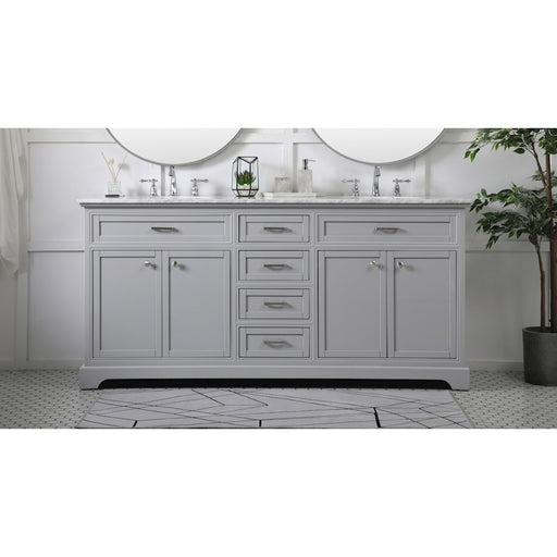 Elegant Kitchen/Bath Americana 72" Double Bathroom Vanity, Grey
