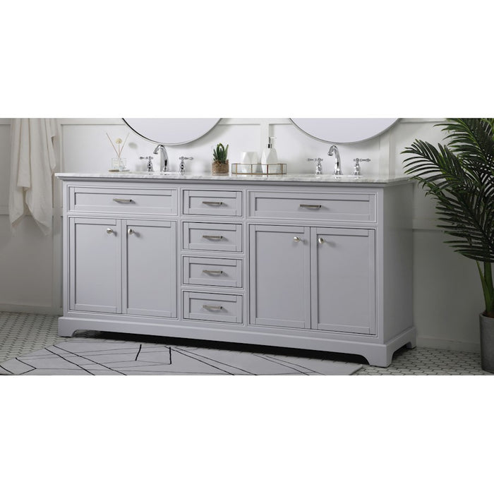 Elegant Kitchen/Bath Americana 72" Double Bathroom Vanity, Grey