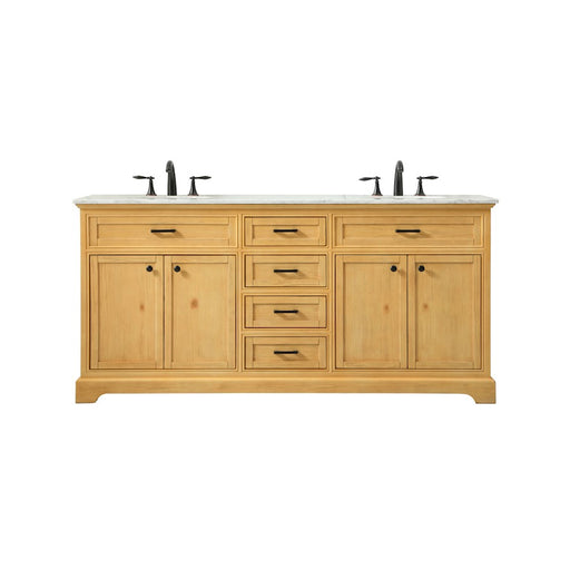 Elegant Americana 72" Double Bathroom Vanity, Natural Wood - VF15072DNW